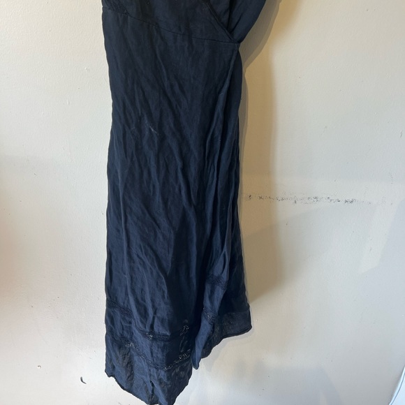 Small BLACK Aritzia Wilfred small boheme wrap linen black/ lace detailing dress - Picture 6 of 8